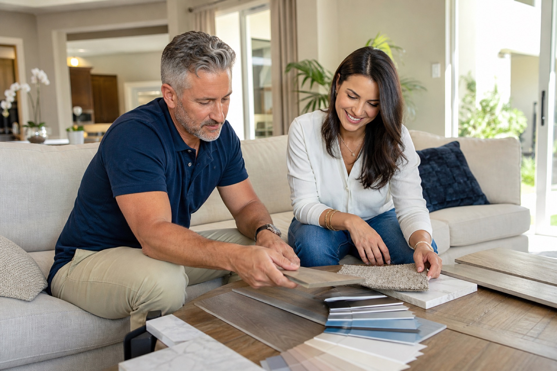 In-home estimate consultation with flooring and paint samples